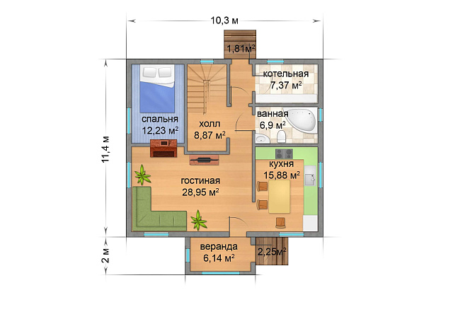 Дом из газобетона Хаапалампи, 164 кв.м