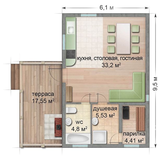 Дом из газобетона Пряжа, 65 кв.м