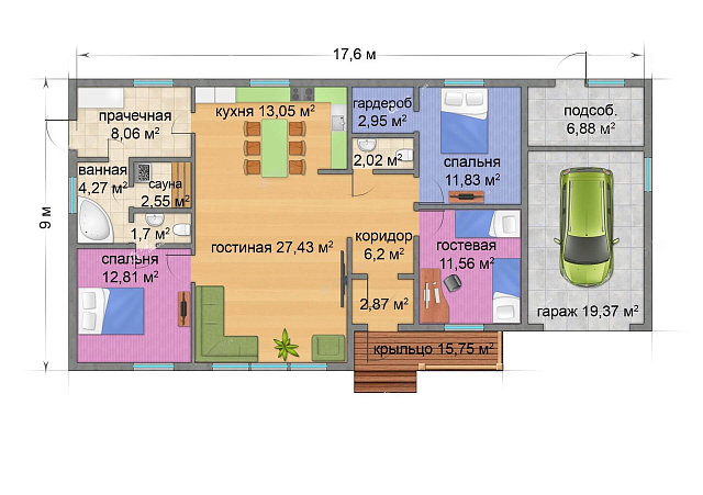 Дом из газобетона Чупа, 149 кв.м