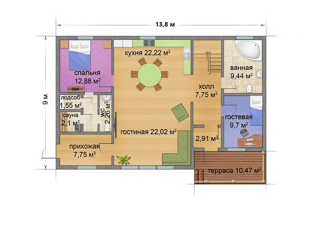 Дом из газобетона Чупа мансардная, 203 кв.м