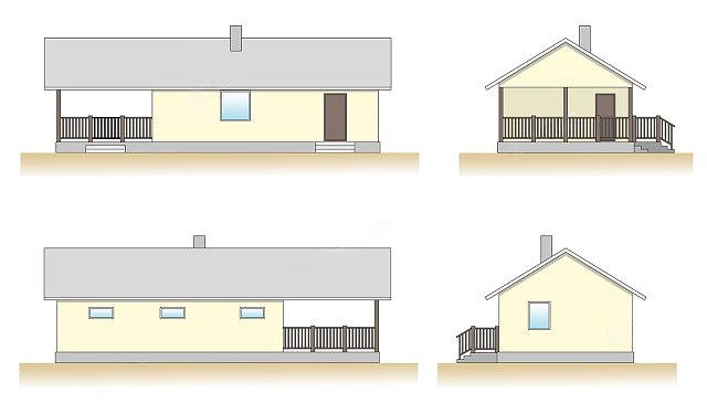 Дом из газобетона бани с хозблоком и навесом, 76 кв.м