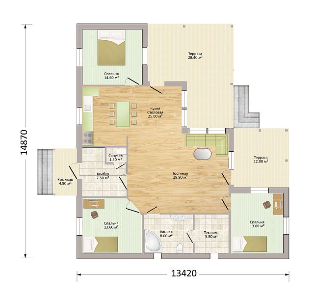 Дом из газобетона Кааламо, 164 кв.м