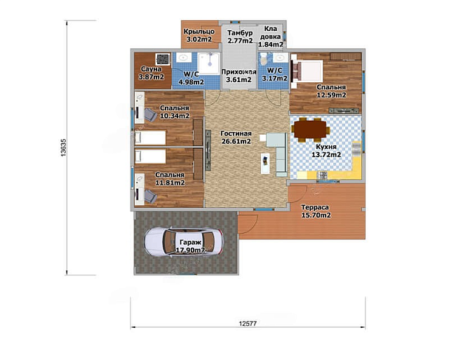 Дом из газобетона Рантуэ, 132 кв.м