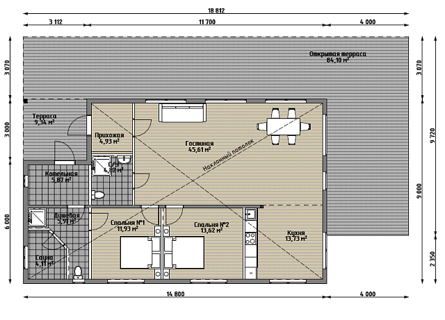 Дом из газобетона Сайноя, 119,6 кв.м