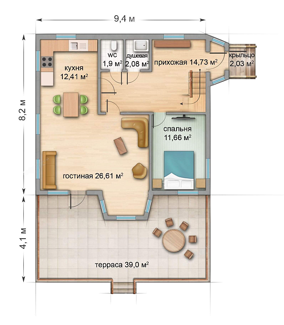Дом из газобетона Уя, 134 кв.м