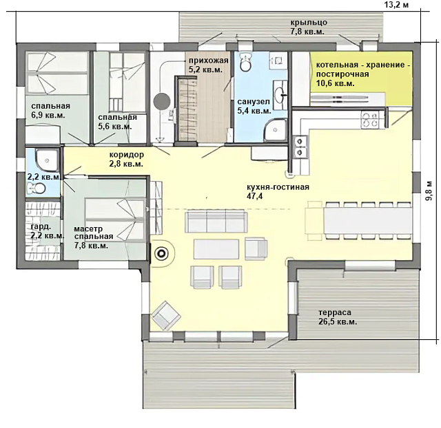 Дом из газобетона Юпита, 143 кв.м
