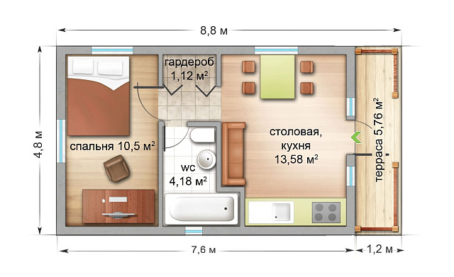 Дом из газобетона Яккима, 37 кв.м