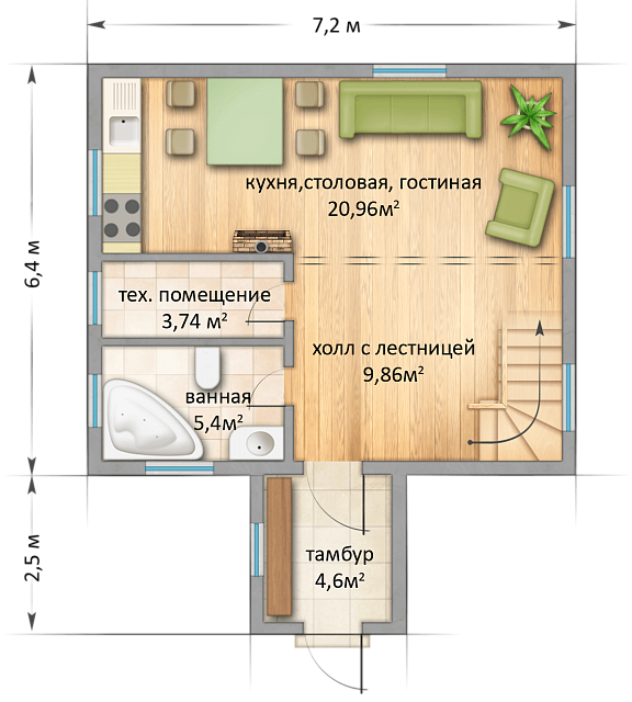 Дом из газобетона Викшезеро, 79 кв.м