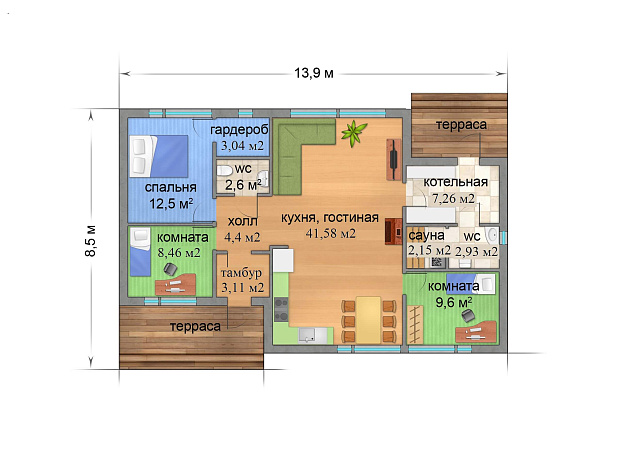 Дом из газобетона Няльмозеро, 97 кв.м