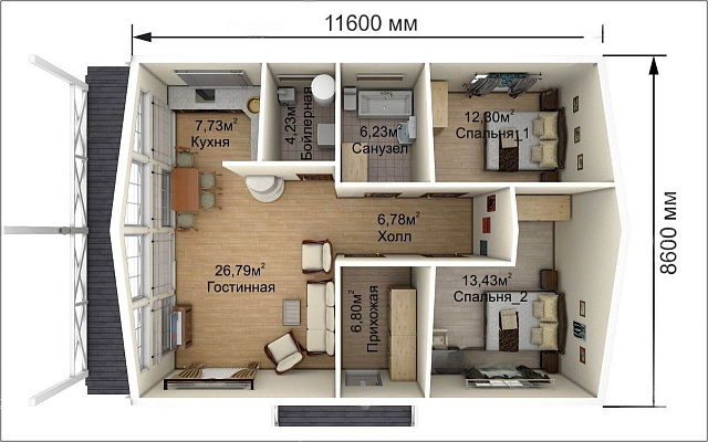 Дом из газобетона Эльмус, 116 кв.м