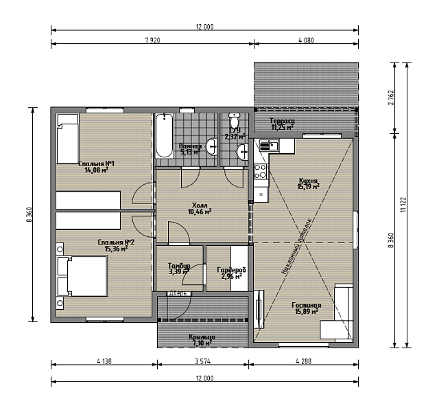 Дом из газобетона Белар, 85 кв.м