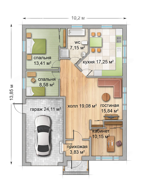 Дом из газобетона Киви, 156 кв.м