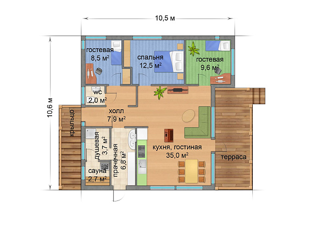 Дом из газобетона Кескозеро, 89 кв.м