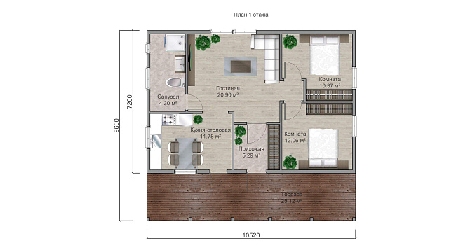 Дом из газобетона Реболы, 89 кв.м
