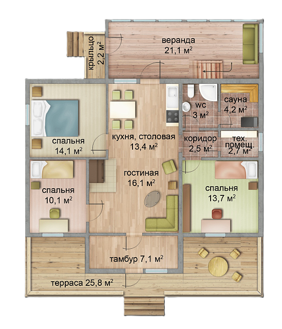 Дом из газобетона Ильме, 177 кв.м