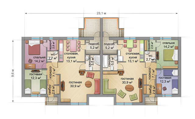 Дом из газобетона Таунхаус, 218 кв.м