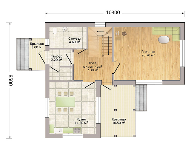 Дом из газобетона Ругозеро, 107 кв.м