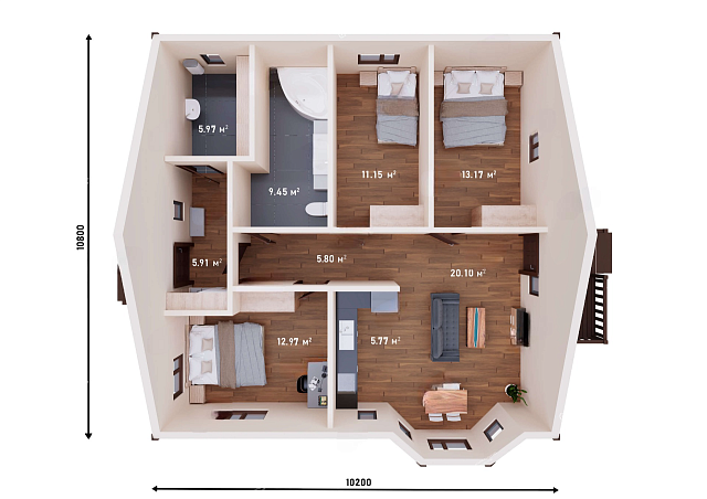 Дом из газобетона Лижма 93 кв.м
