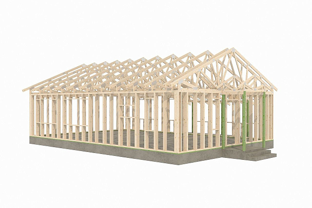 Дом из газобетона Карелия с террасой, 105 кв.м