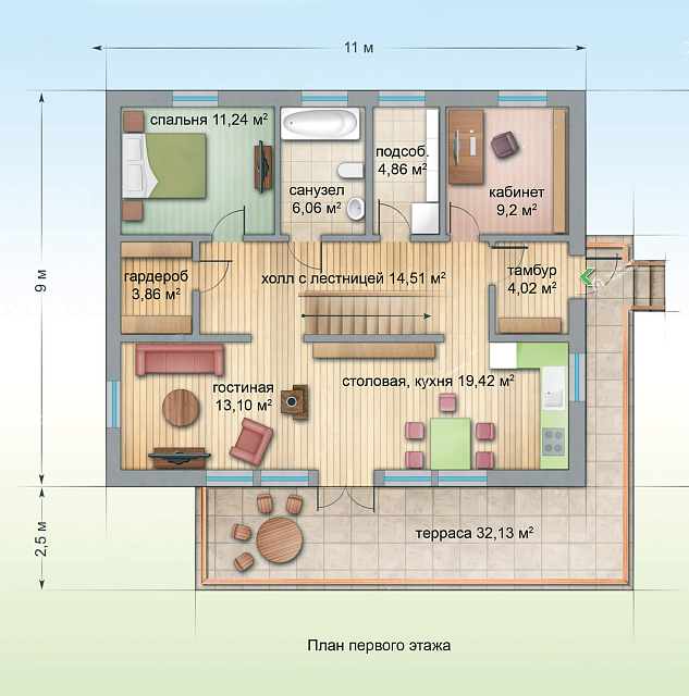 Дом из газобетона Заозерье, 142 кв.м