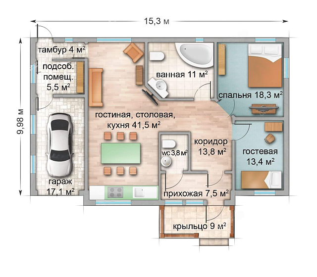 Дом из газобетона Олонка, 144 кв.м