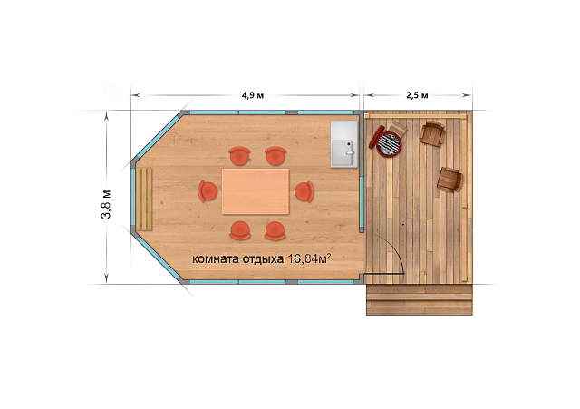 Дом из газобетона Финская летняя кухня, 24 кв.м