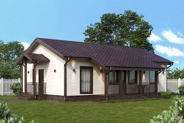 Дом из газобетона Карелия с террасой, 105 кв.м