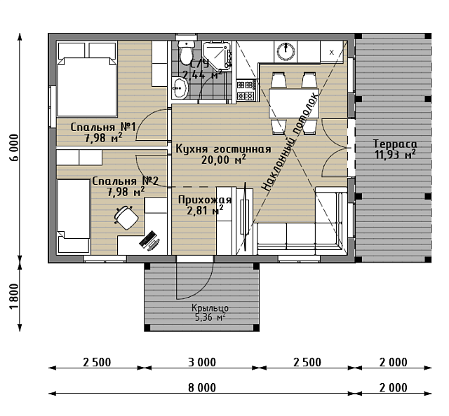 Дом из газобетона Власипоя, 41 кв.м