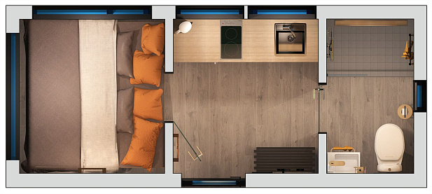 Дом из газобетона Эко-Домик Глэмп, 12,2 кв.м