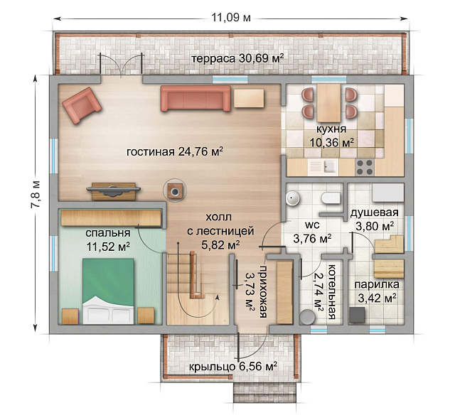 Дом из газобетона Ковера, 132 кв.м