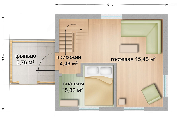 Дом из газобетона Кутижма, 51 кв.м