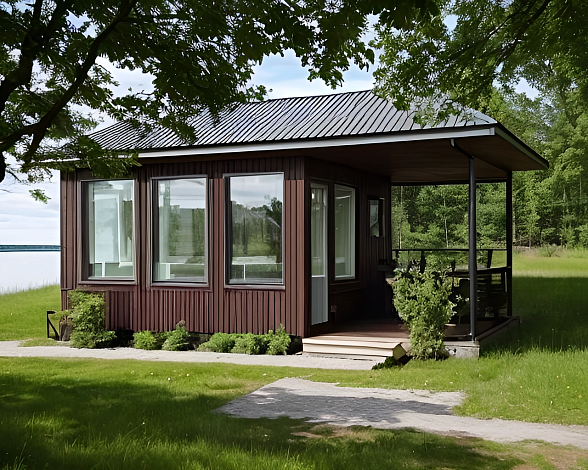 Дом из газобетона Финская летняя кухня, 24 кв.м