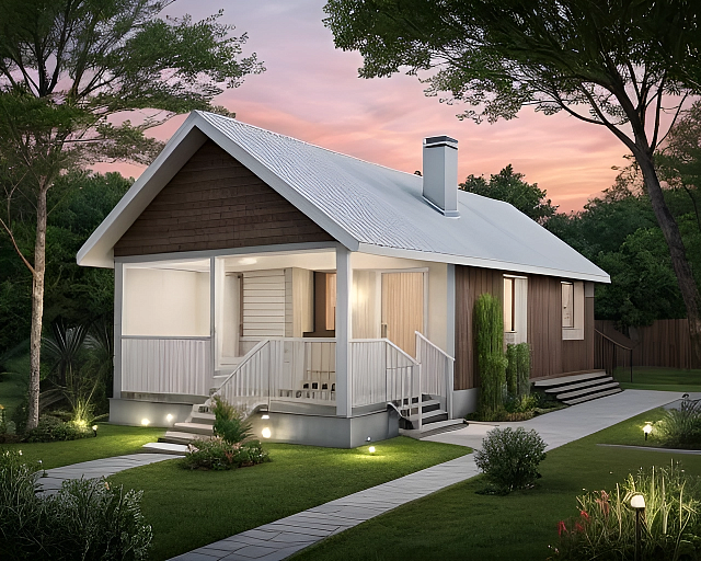 Дом из газобетона бани с хозблоком и навесом, 76 кв.м