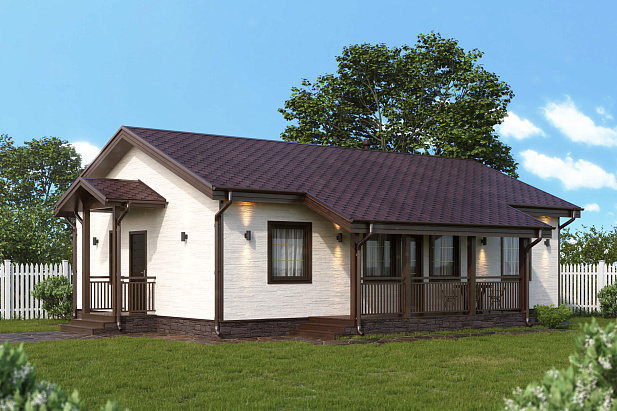 Дом из газобетона Карелия с террасой, 105 кв.м