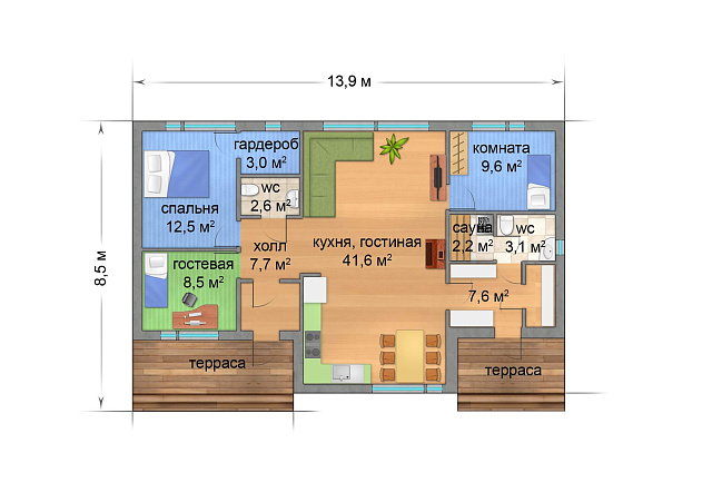 Дом из газобетона Найстенъярви, 109 кв.м