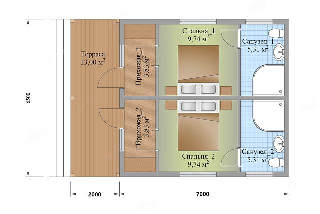 Дом из газобетона Пайозеро, 51 кв.м