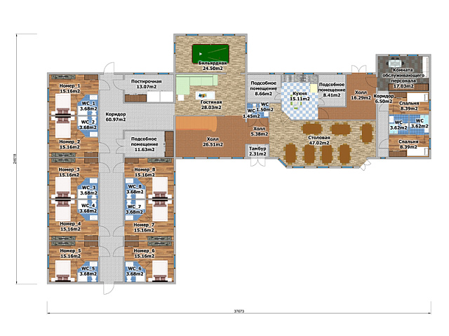 Дом из газобетона Гостиница Киркколахти, 705 кв.м