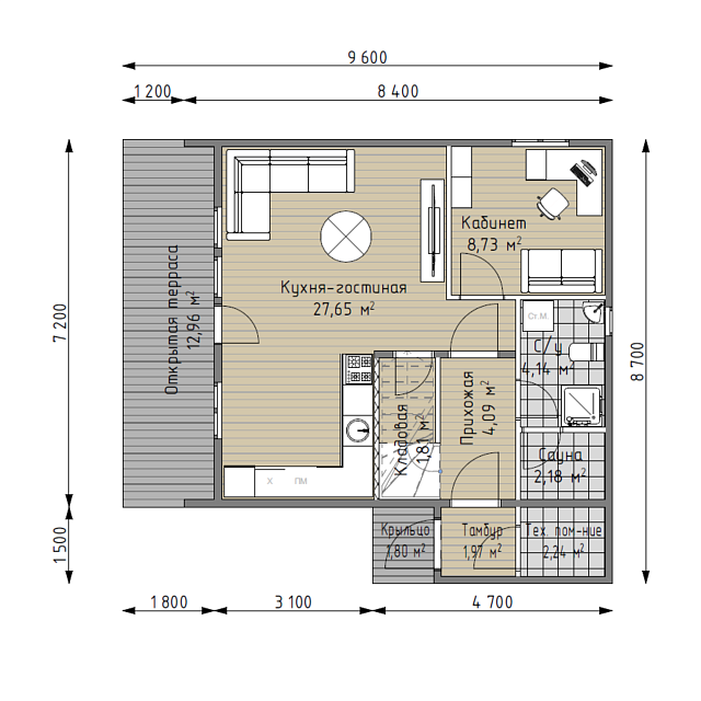 Дом из газобетона Лехта, 89 кв.м
