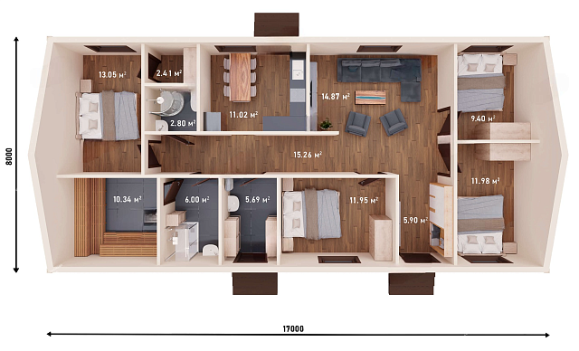 Дом из газобетона Мустова,118 кв.м