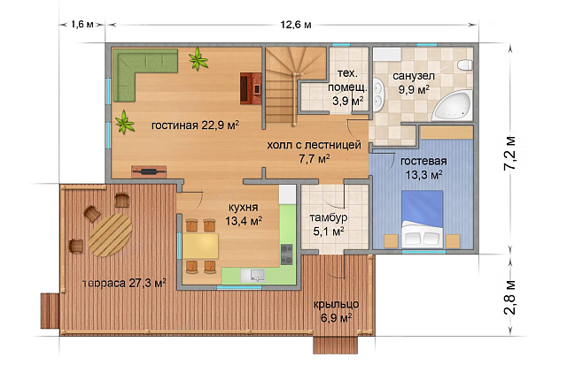 Дом из газобетона Охта, 218 кв.м