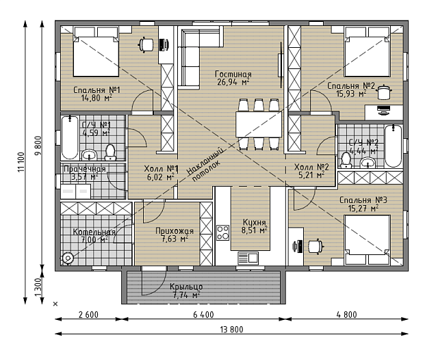 Дом из газобетона Липке, 119 кв.м