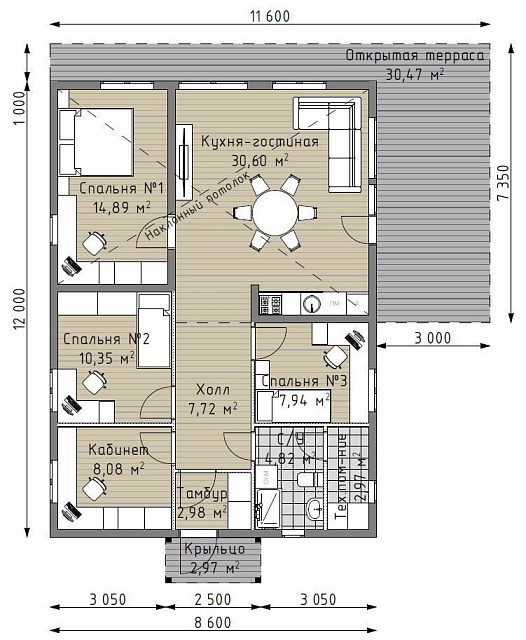 Дом из газобетона Джилии, 94 кв.м