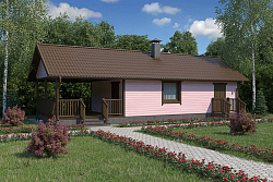 Дом из газобетона бани с хозблоком и навесом, 76 кв.м