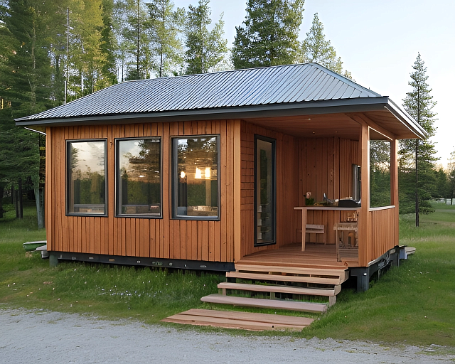 Дом из газобетона Финская летняя кухня, 24 кв.м