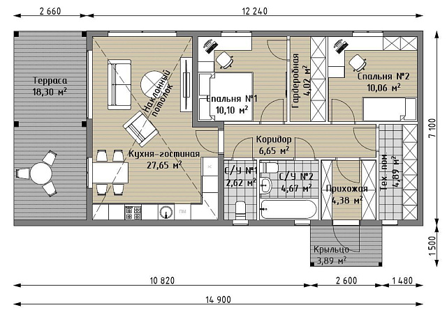 Дом из газобетона Тукса, 92 кв.м