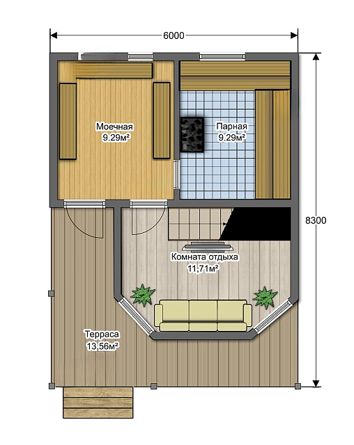Баня с мансардой, 62 кв.м