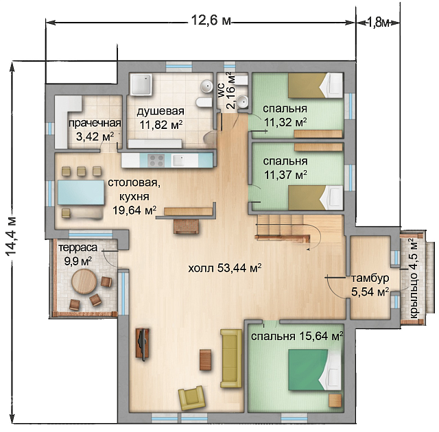 Дом из газобетона Волома, 178 кв.м