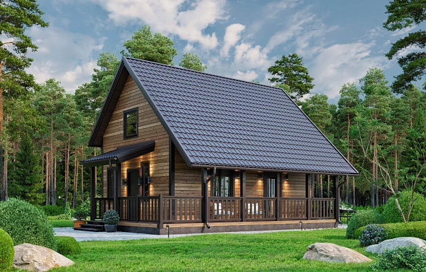 Дом из газобетона Сельги с террасой, 91 кв.м