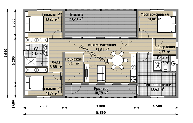 Дом из газобетона Мукава, 110 кв.м