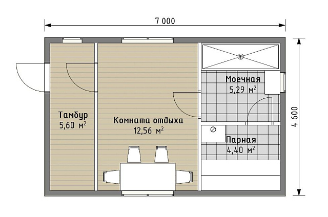 Баня 4,6 м * 7 м